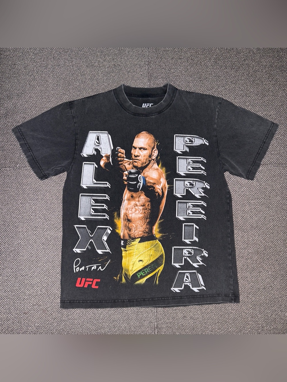 Rare UFC Alex Perreira Faded Gray Graphic Tee